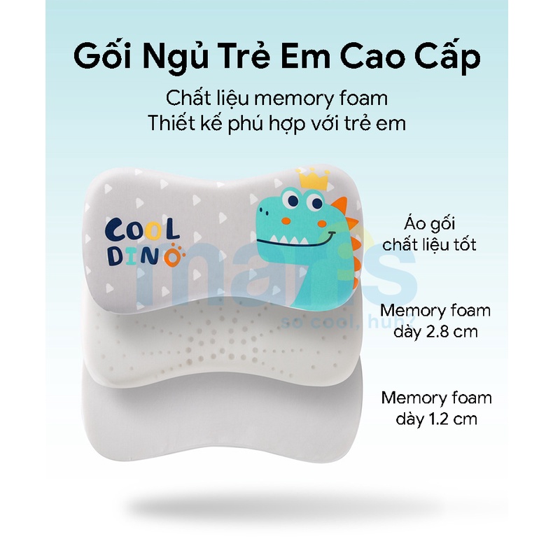 Gối Cao Su Non Cho Bé MARIS Mr - 704 Vỏ Gối Cotton Mát Mẻ Size 50 x 28 x 4.5Cm, Gối Ngủ Cho Bé