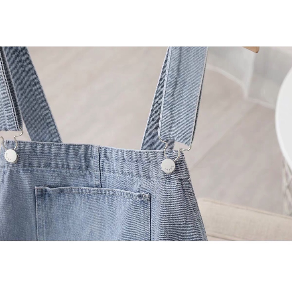 Yếm váy jean rộng 2 dây cao cấp, váy jean túi ngực phong cách Hàn Quốc nhẹ nhàng, cá tính - Lari jean | BigBuy360 - bigbuy360.vn