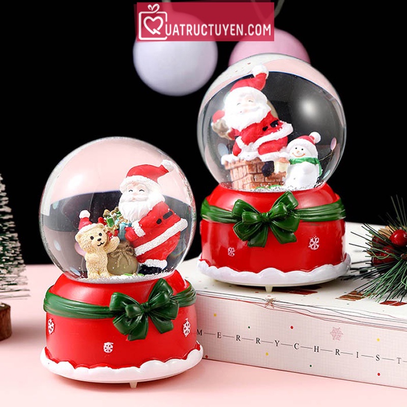 Hộp nhạc quả cầu tuyết giáng sinh cao 12-17cm Quà tặng noel người yêu, bạn trai, trẻ em