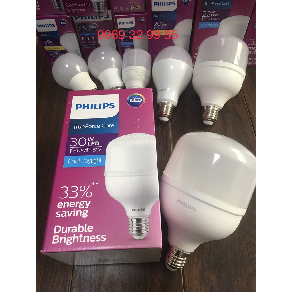 Bóng đèn Led Bulb trụ Hi-lumen Philips E27- 22w,30w,40w,50w [HÀNG CHÍNH HÃNG]. Chất lượng sáng cao, Tiết kiện điện