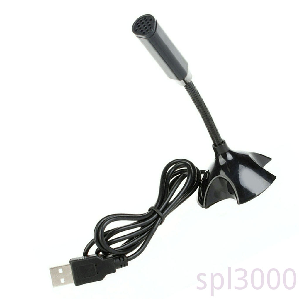 Desktop USB Microphone Computer Laptop Mini Microphone Flexible Tube Neck Adjustable PC Mic, Black