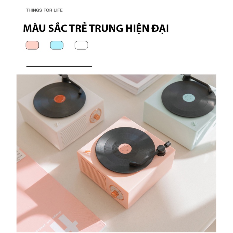 Loa Bluetooth Mini Đĩa Than Vinyl Cổ Điển X10 Phong Cách Giả Cổ Decor Vintage