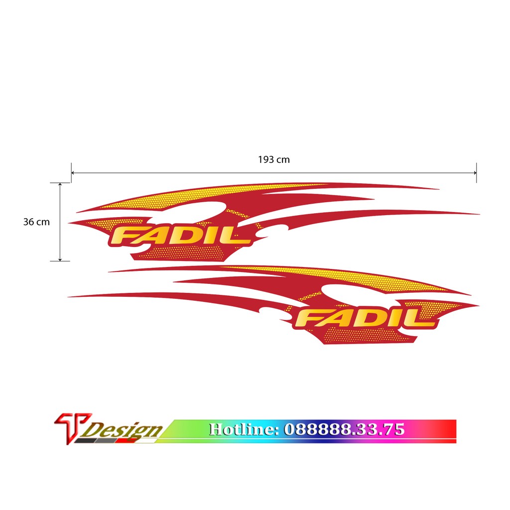 Decal trang trí oto, tem xe Vinfast Fadil, BWM, KIAMONING WRAP39, KT 193x36cm