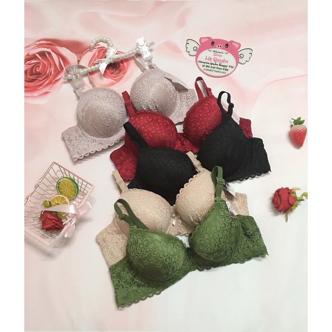 Áo lót ren Thái siêu độn 5cm không gọng quả tròn nâng ngực tự nhiên- lót lưới chân ngực giữ form siêu đỉnh