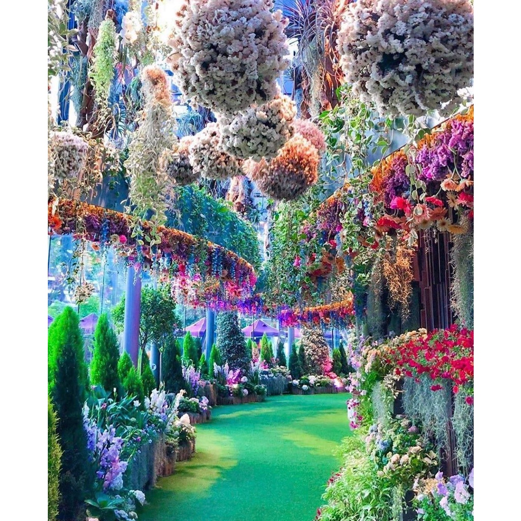 Bộ Tranh Sơn Dầu Trang Trí Tự Làm Hình Lâu Đài Và Hoa 40*50CM