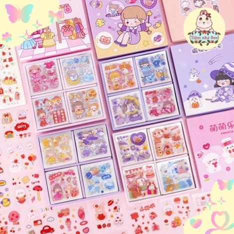 Sticker Set 10 - 20 tấm hình dán cô gái dễ thương trang trí sổ bullet journal│80 x 80 mm│Xem thêm ở Mô tả sản phẩm