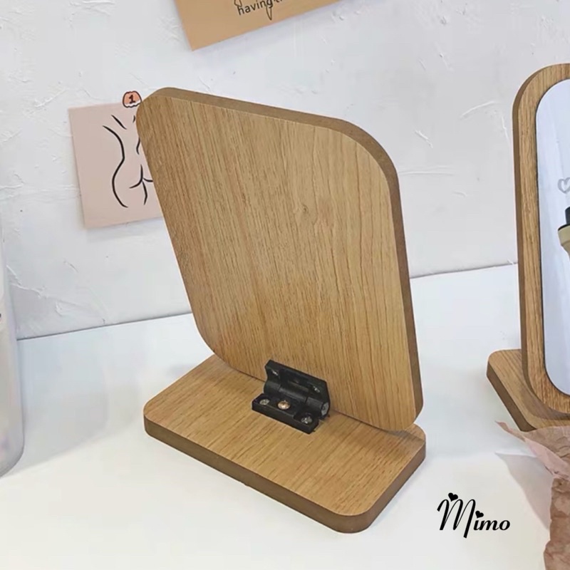 [TẶNG BÚT] Gương để bàn trang điểm chất liệu gỗ cao cấp phong cách Hàn Quốc - gương decor vintage Mimo