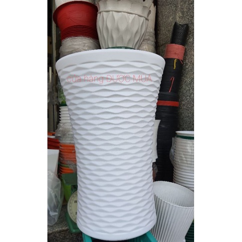 Chậu nhựa trồng cây cao 60cm, đường kính miệng 40cm. chậu loa sóng size đại.