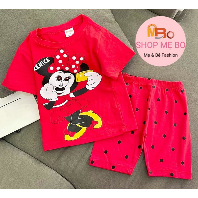 Đồ bộ bé gái hè cộc tay mặc nhà thun cotton xuất dư