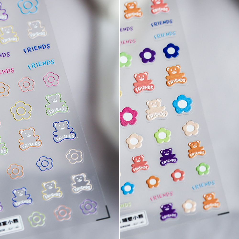 [Hàng mới về] Nhãn Dán Trang Trí Móng Tay Siêu Mỏng Họa Tiết Hoa / Gấu Dễ Thương Diy