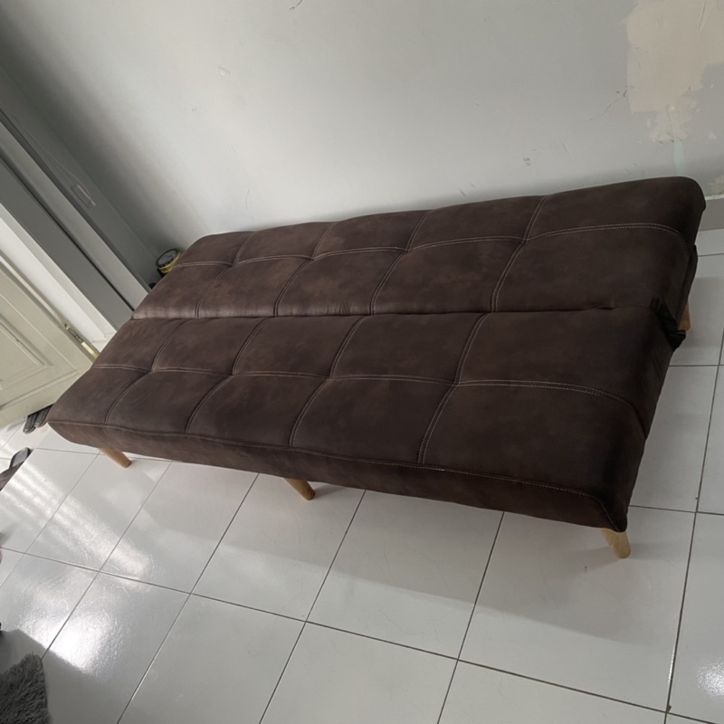 Sofa giường - Sofa Bed bọc da lộn màu nâu đen kích thước 1.8m x 90cm