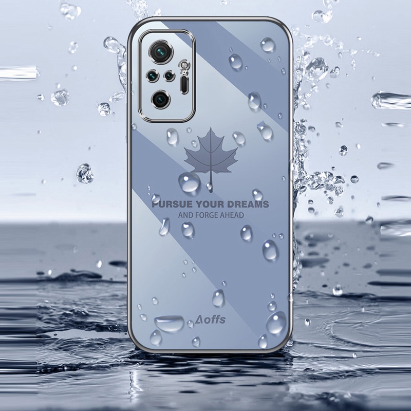Ốp Điện Thoại Viền Vuông Mềm Họa Tiết Lá Phong Hoạt Hình 6D Cho Xiaomi Redmi Note 10 10S 9S 8 Pro 7