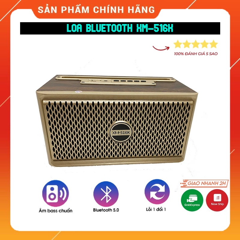 Loa Bluetooth XM 516K. Siêu Phẩm Vỏ Gỗ Tinh Tế, Âm Thanh Stereo Kép Trầm Ấm, Dễ Dàng Sử Dụng. Bảo Hành 12 Tháng