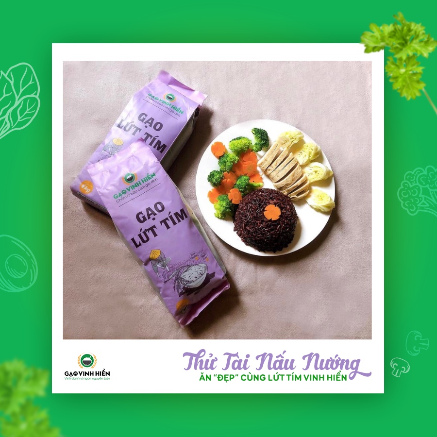 Gạo Lứt Tím 1KG Vinh Hiển - Đạt chuẩn HACCP - Ngọt cơm, dinh dưỡng
