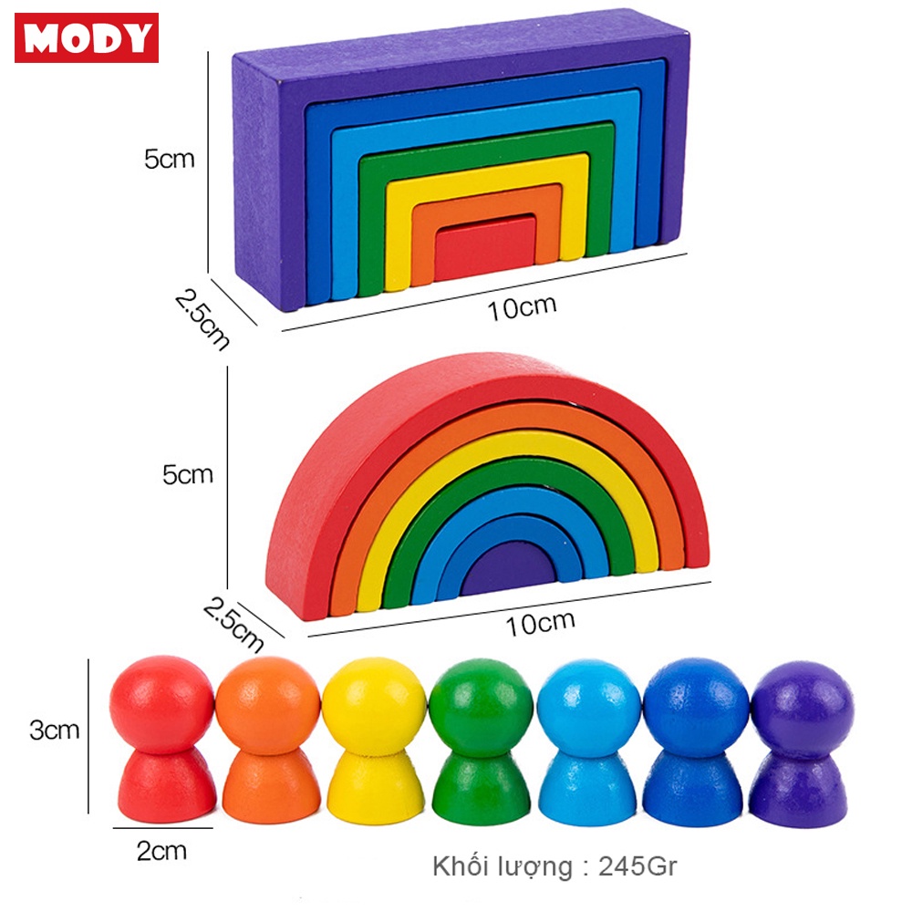 Bộ xếp hình khối cầu vồng nhiều màu sắc Mody M861700