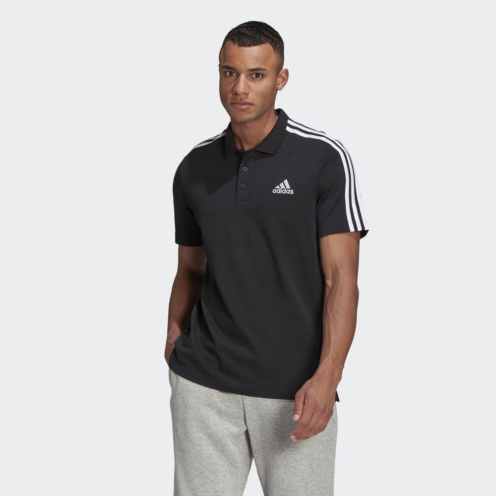 Áo Polo adidas Nam Áo polo 3 Sọc thêu logo nhỏ vải piqué AEROREADY Essentials Màu đen GK9097