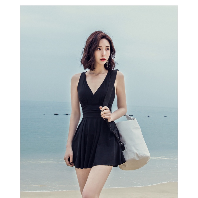 BikiniStoreVn : Đồ Bơi 1 Mảnh hở lưng M105 -  Đồ tắm biển nữ kín đáo - Đồ bơi váy liền thân nữ che khuyết điểm che bụng