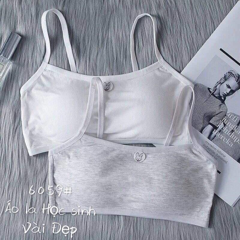 Áo lót lá dành cho học sinh chất liệu cotton len tăm có mút ngực mỏng thoáng mát