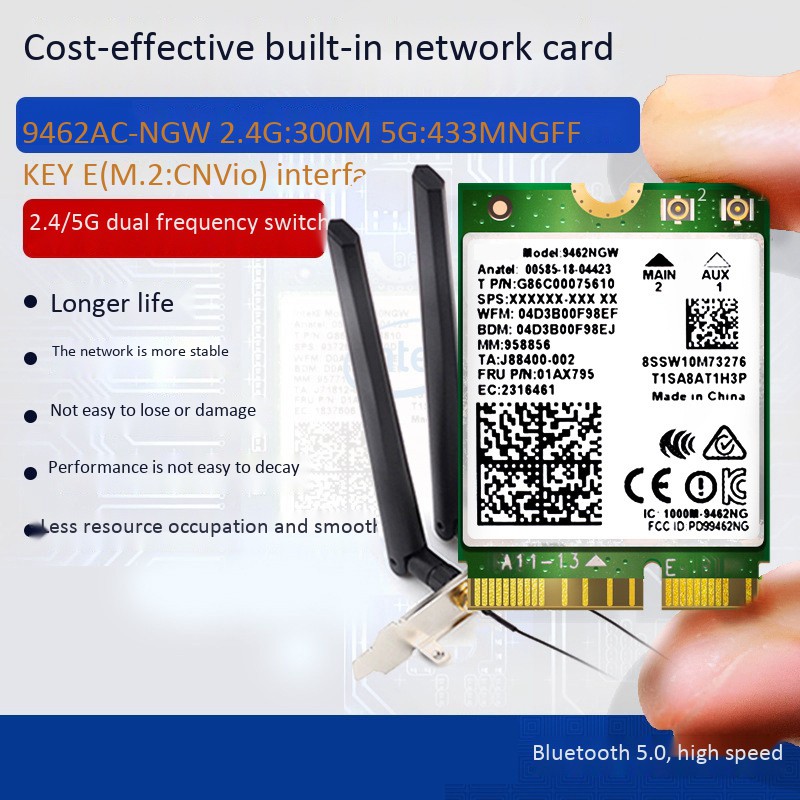 Usb Wifi Ac9462 9462ngw Wifi 733m Dual Band 2.4g / 5g Ngff Key E Wifi Card 802.11ac Bluetooth 5.0 Cho Win7 / 8 / 10
