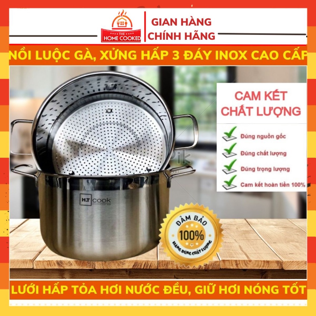 Nồi luộc gà 30cm - Nồi xửng hấp inox cao cấp