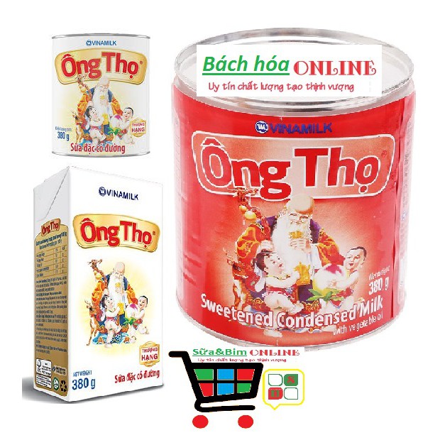 Sữa Ông Thọ trắng và sữa Ông Thọ đỏ (380g/1hop)