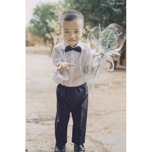 Sét áo somi quần đen cho bé 1 tuổi