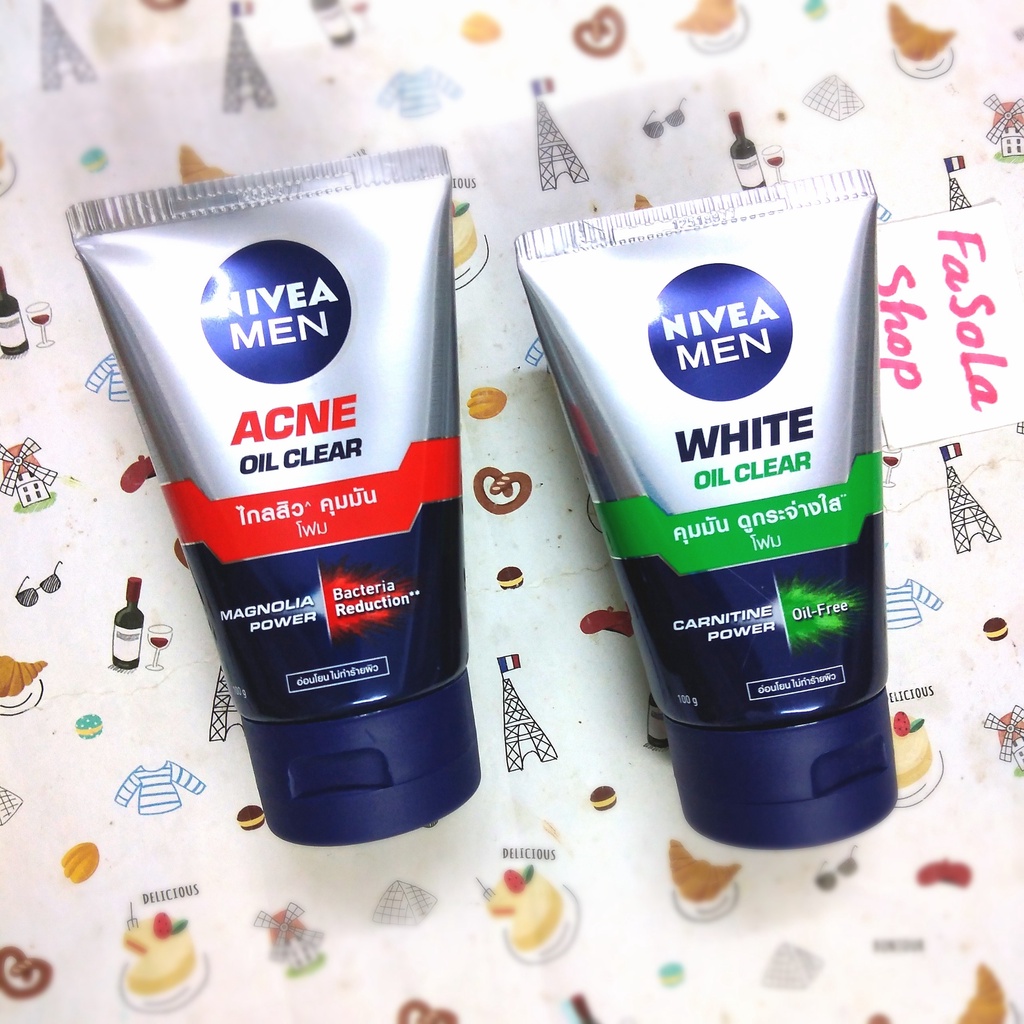 Sữa rửa mặt nam NIVEA MEN 100g Thái Lan kiểm soát nhờn sáng da ngăn ngừa mụn facial foam acne clear dầu vi khuẩn acne