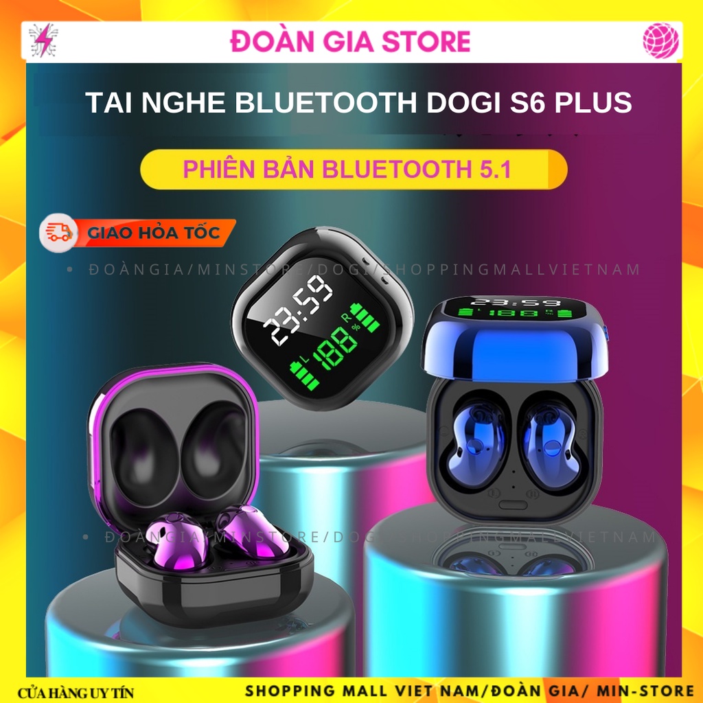 Tai nghe không dây Bluetooth DOGI S6 Plus màn hình hiển thị đèn LED, thiết kế độc đáo, âm thành vòm 8D