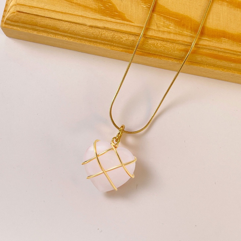 Vòng cổ Mặt Trái Tim Đính Đá Tự Nhiên Thời Trang Cho Nữ