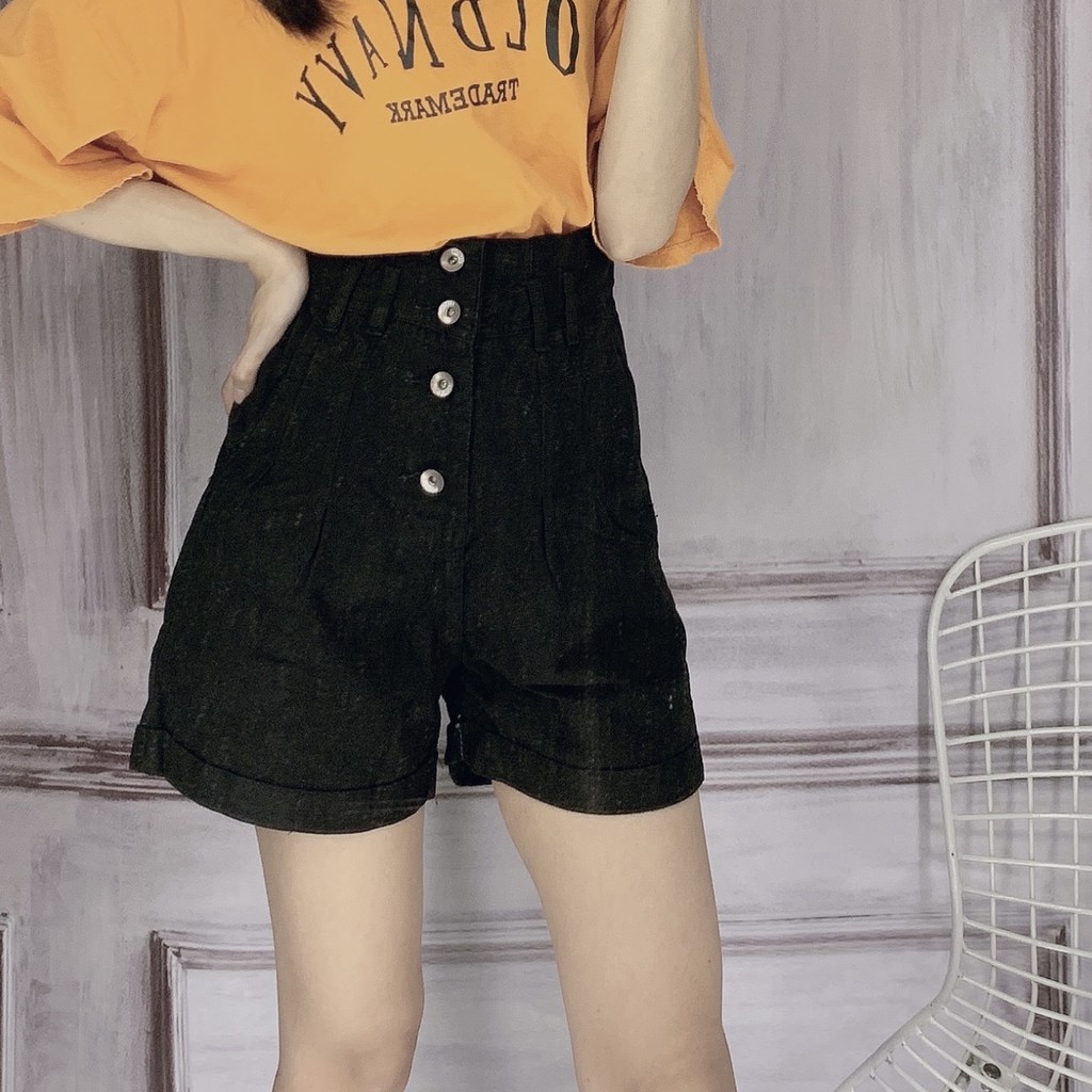 Quần Short Ngố Kaki Trơn Nhiều Nút Lưng Siêu Cao Tôn Dáng[Ảnh Thật] | BigBuy360 - bigbuy360.vn