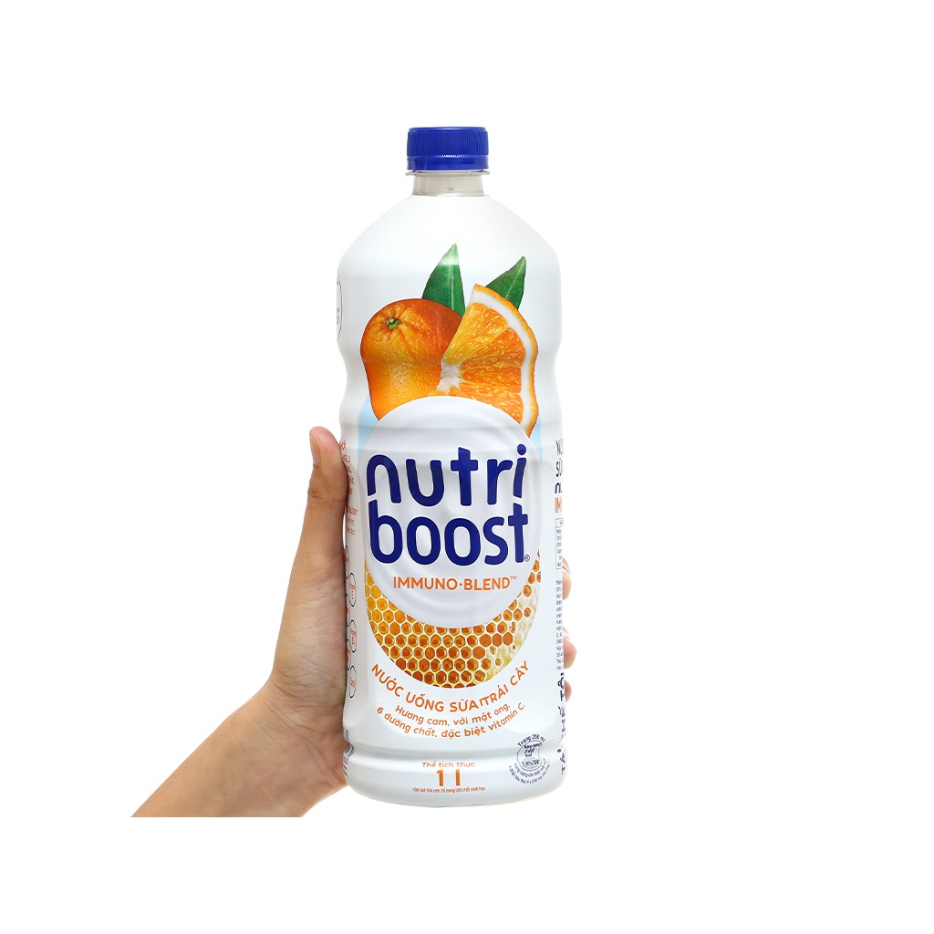 Thùng 6 Chai Sữa NutriBoost Hương Cam 1L/chai - Sữa trái cây giải khát - Thức uống dinh dưỡng - Cho ngày dài năng động