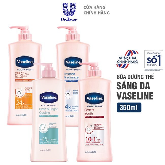 Sữa Dưỡng Thể Vaseline Dịu Mát Trắng Da Healthy White Fresh &amp; Bright Cooling UV Gel Lotion