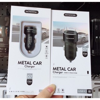 Tẩu sạc ô tô ❤️FREESHIP❤️ SENDEM D7 kim loại cao cấp 2 cổng USB sạc nhanh - Hàng CHÍNH HÃNG - Bảo hành 1 năm