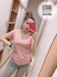 Áo thum cổ tim chât đẹp kèm clip