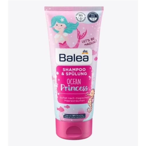Dầu gội cho bé gái  2in1 gội & xả BALEA PRINCESS 200ML mái tóc mềm mượt hương thơm trái cây, hàng Đức