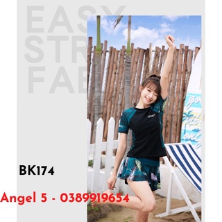 Bộ đồ bơi nữ 2 mảnh tay ngắn váy BK174