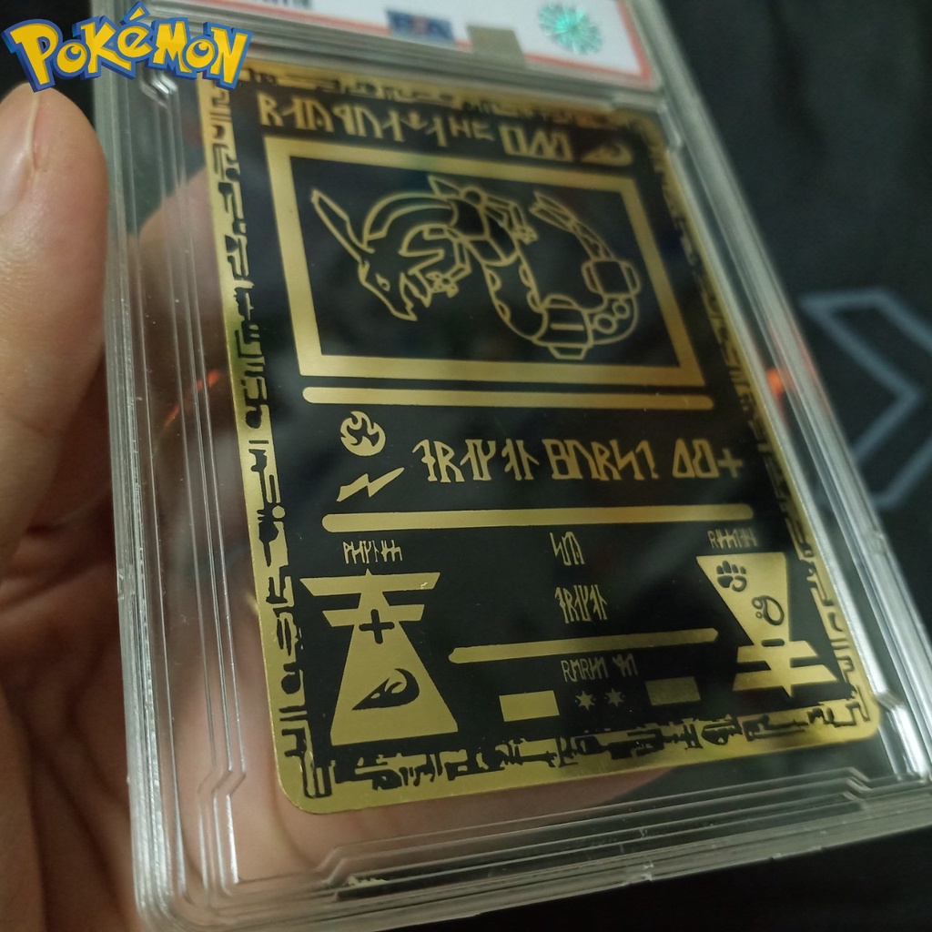 Thẻ Pokemon kim loại cổ đại Rayquaza rồng trúc truyền thuyết hợp kim mạ vàng 1459 d9 2