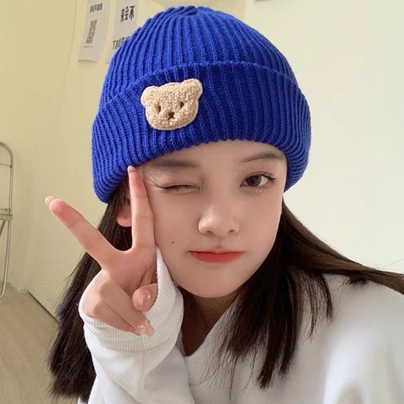 Mũ len nữ Bluehope xinh xắn nhiều màu mũ Beanie hình gấu sắc màu hot mẫu mới thu đông  2022 MGB