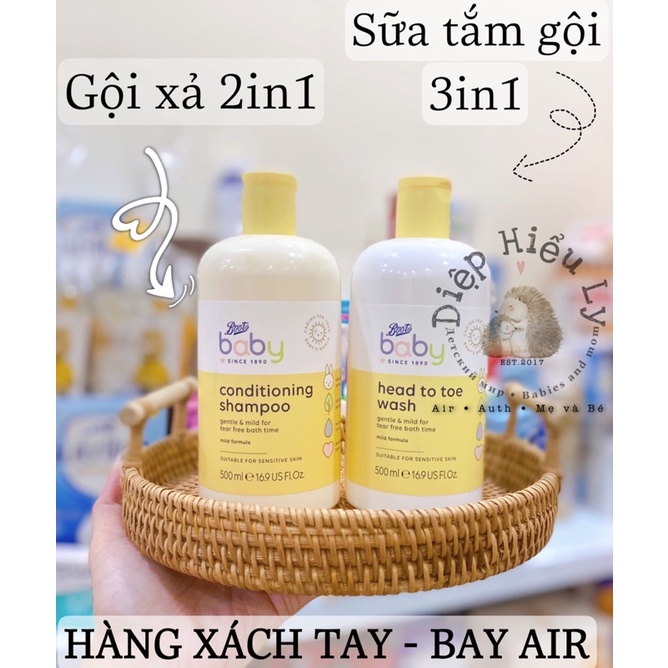 Gội tắm xả cho bé Boots UK 500ml