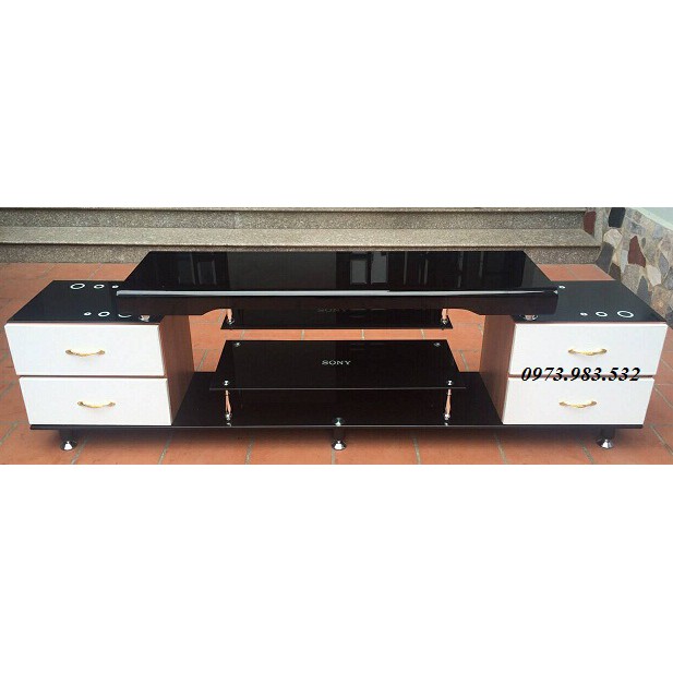 Kệ tivi kính kết hợp gỗ MDF