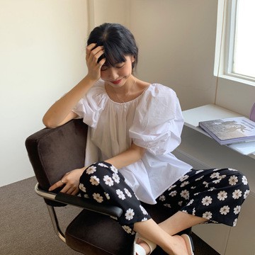 Áo Kiểu Nữ Tay Phồng Ngắn Xếp Ly Xinh Xắn Thời Trang