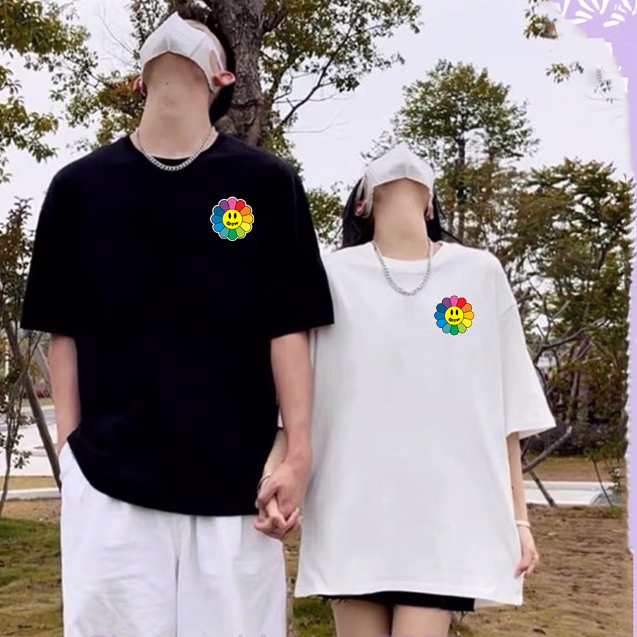 Áo thun nam nữ unisex derew hoa bảy màu. chất thun cao cấp hút mồ hôi