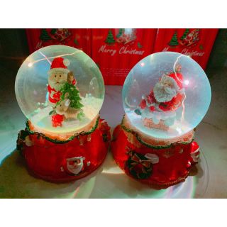 Quả cầu tuyết noel 12cm có nhạc đèn- quà tặng giáng sinh