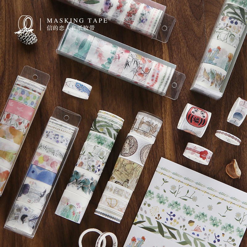 Set 8 Cuộn Băng Dính Washi Tape Trang Trí Scrapbook, Planner