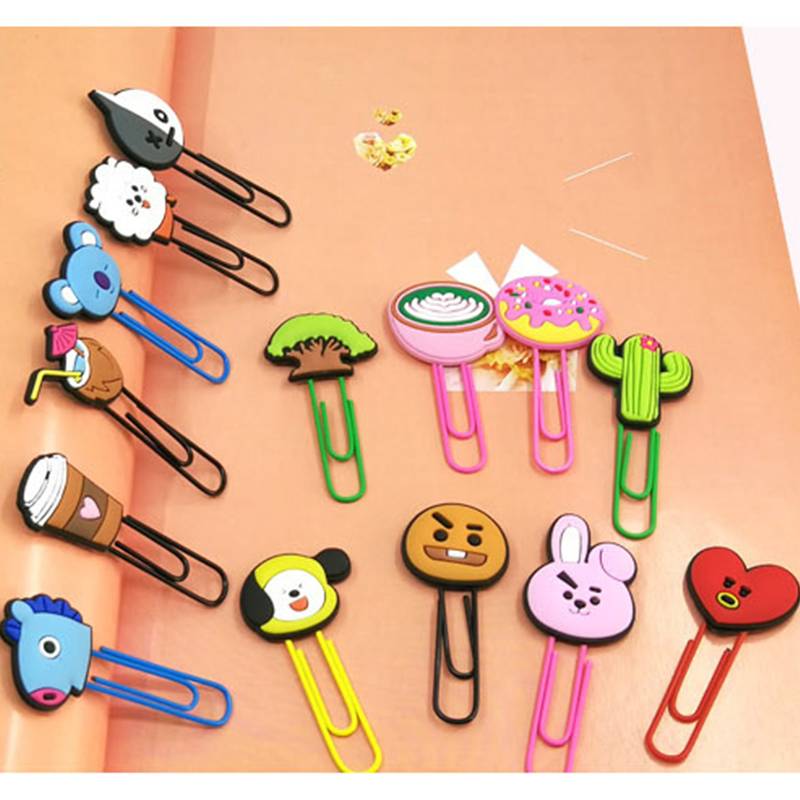 Kẹp giấy hình hoạt họa dễ thương KPOP BTS BT21 Kawaii Cartoons School Office Supply Paper Clip Bookmark Gift Stationery For Book Accessories Teacher Gifts CHIMMY COOKY KOYA MANG RJ SHOOKY TATA