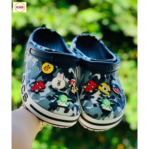 Dép Nữ Nam, Dép Cross Baya Camo Đen Xanh -Freeship + 12 sticker- dép sục nữ nam duet hàn quốc đi mưa cao cấp đẹp nhất