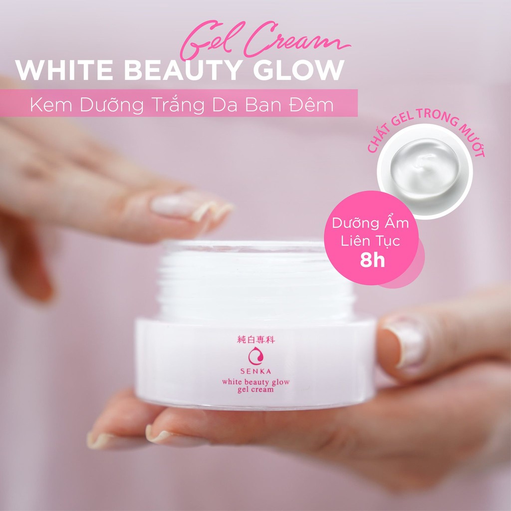 Kem Dưỡng Trắng Da Ban Đêm Senka White Beauty Glow Gel Cream 50g