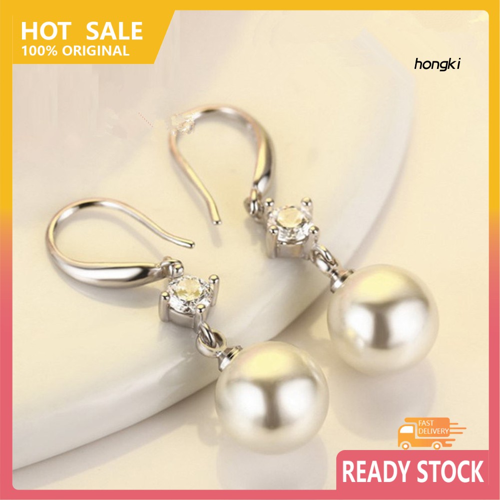 Đôi Bông Tai Dáng Dài Đính Ngọc Trai Nhân Tạo Thời Trang Cho Nữ