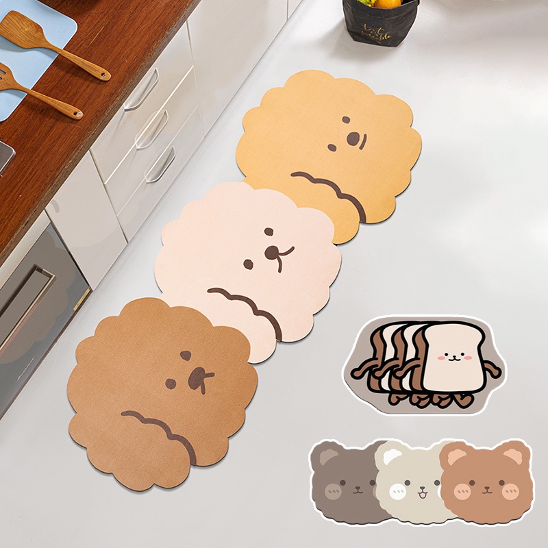 Thảm Lót Sàn Nhà Bếp In Hoạt Hình Chú Chó Đáng Yêu Giặt Sạch Tiện Lợi