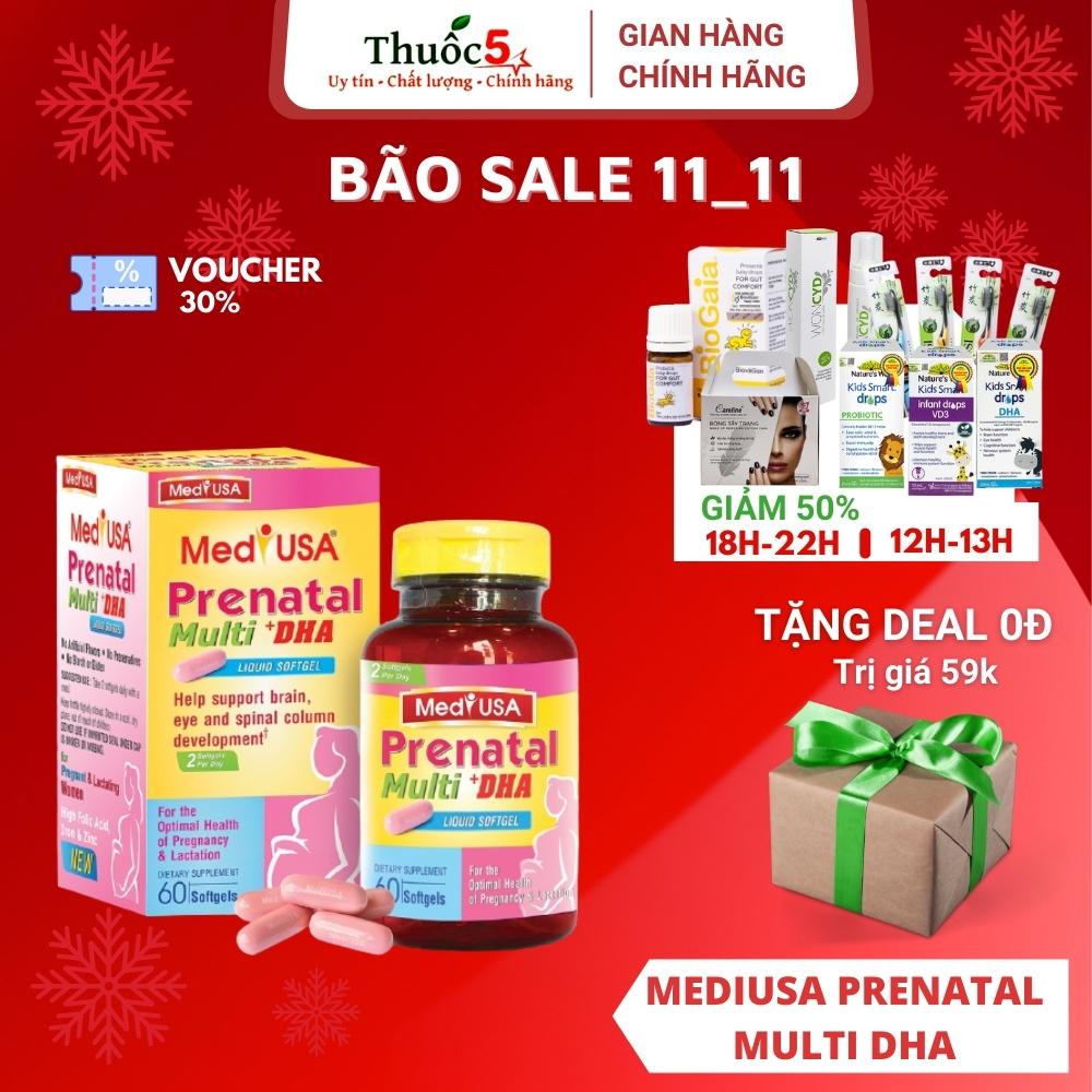 [GIÁ GỐC] MediUSA Prenatal Multi DHA bổ sung vitamin cho bà bầu - 60 viên